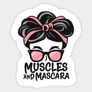 "Sassy Silhouette: Muscles and Mascara Magic" - Funny Ladies Workout Fitness Sticker